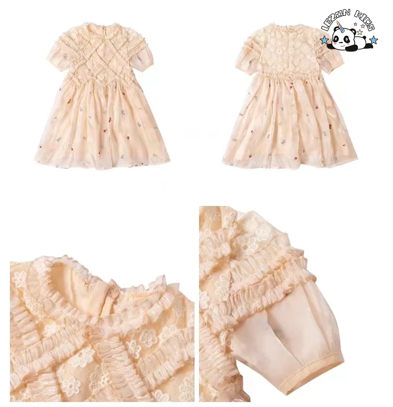 LEZONKIDS - 2024 High Quality summer flower girls dresses for wedding soft gown for kids girl party dress